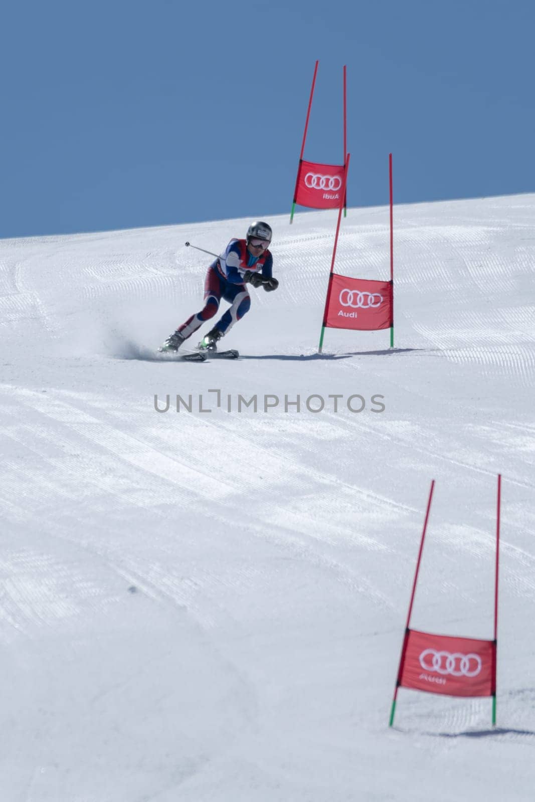COVILHA, PORTUGAL - APRIL 2, 2017:  Mario Carvalho during the National Ski  Championships at Serra da Estrela, Covilha, Portugal.