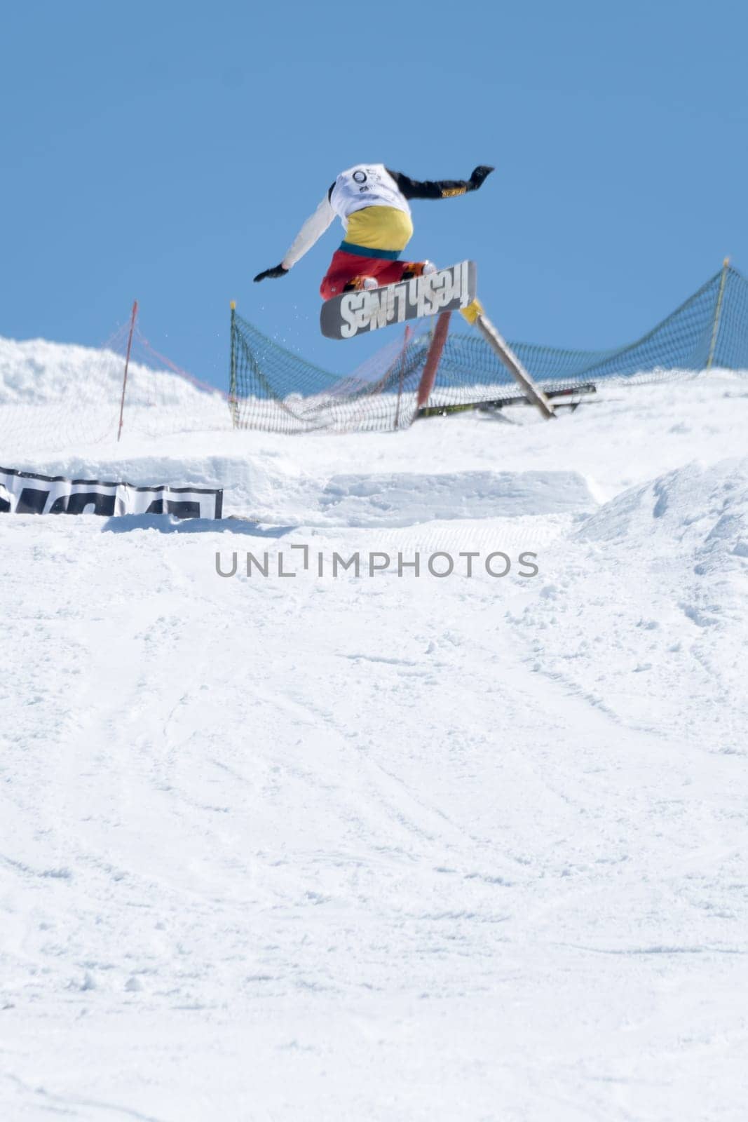 COVILHA, PORTUGAL - APRIL 2, 2017:  Michael Cruz during the National Snowboard  Championships at Serra da Estrela, Covilha, Portugal.