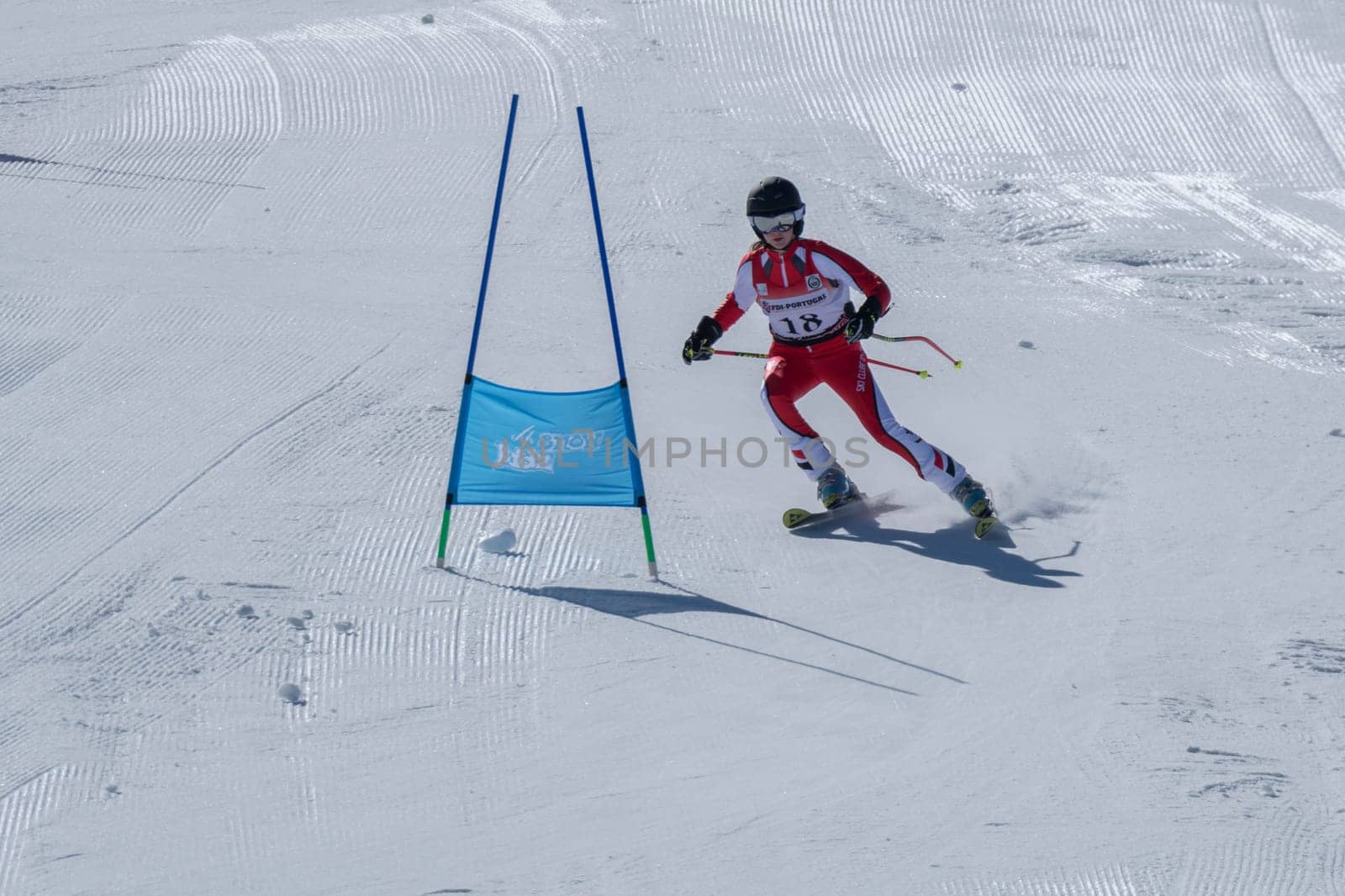 COVILHA, PORTUGAL - APRIL 2, 2017: Diana Baptista during the National Ski  Championships at Serra da Estrela, Covilha, Portugal.