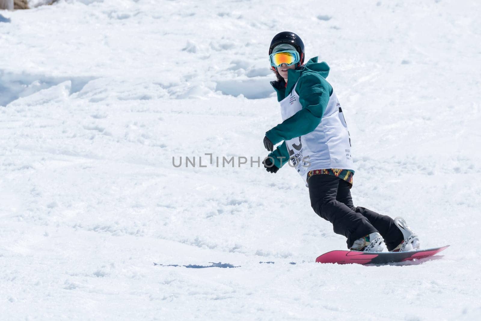 COVILHA, PORTUGAL - APRIL 2, 2017:  Ines Rainho during the National Snowboard  Championships at Serra da Estrela, Covilha, Portugal.