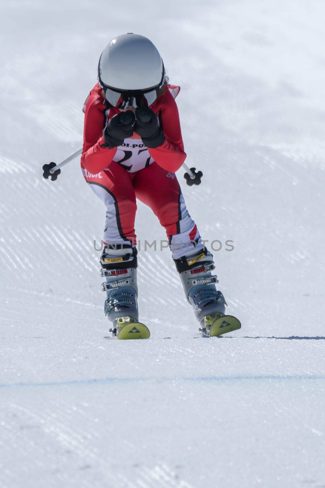 COVILHA, PORTUGAL - APRIL 2, 2017:  Carla Couto during the National Ski  Championships at Serra da Estrela, Covilha, Portugal.