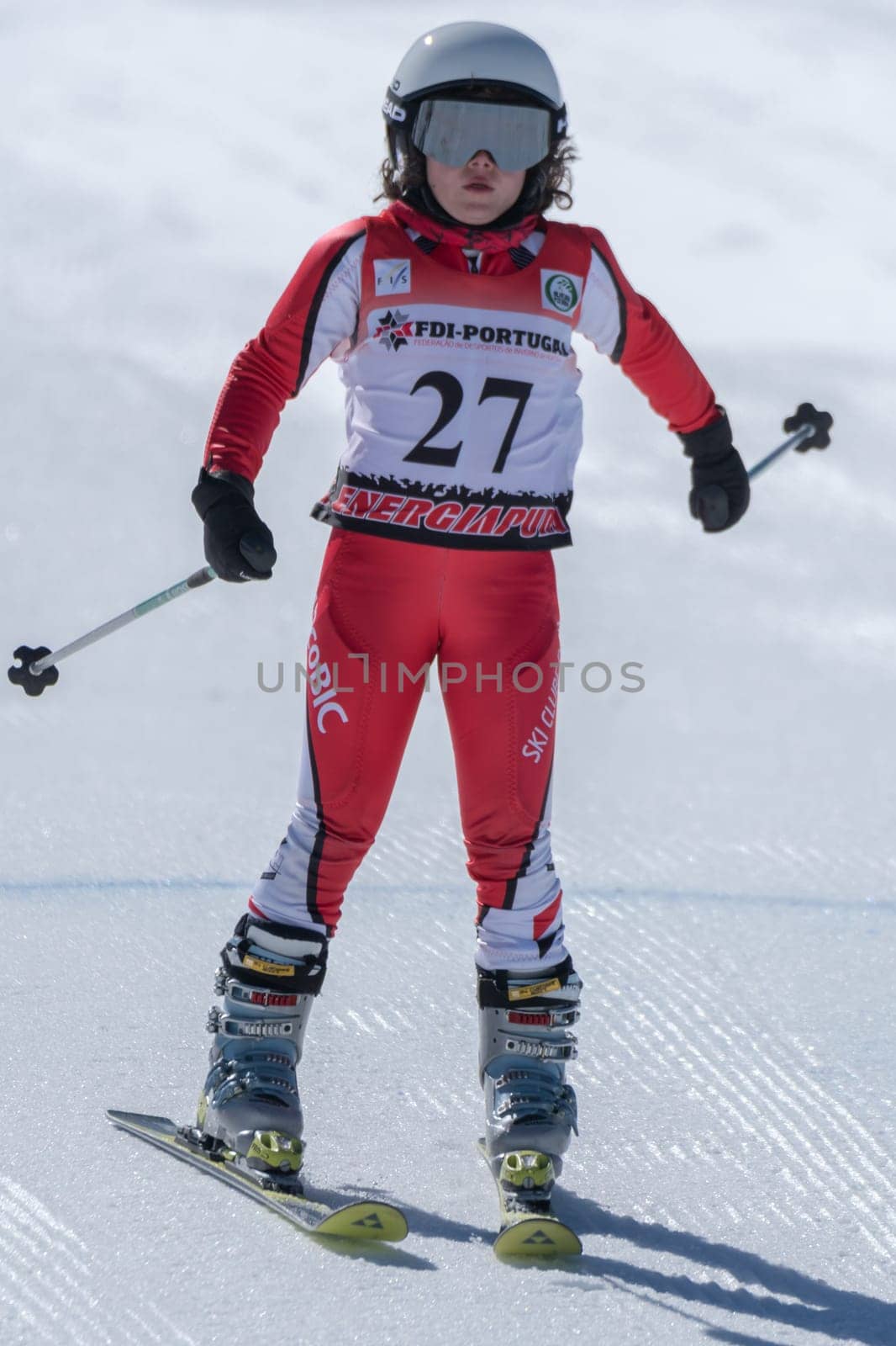 COVILHA, PORTUGAL - APRIL 2, 2017:  Carla Couto during the National Ski  Championships at Serra da Estrela, Covilha, Portugal.