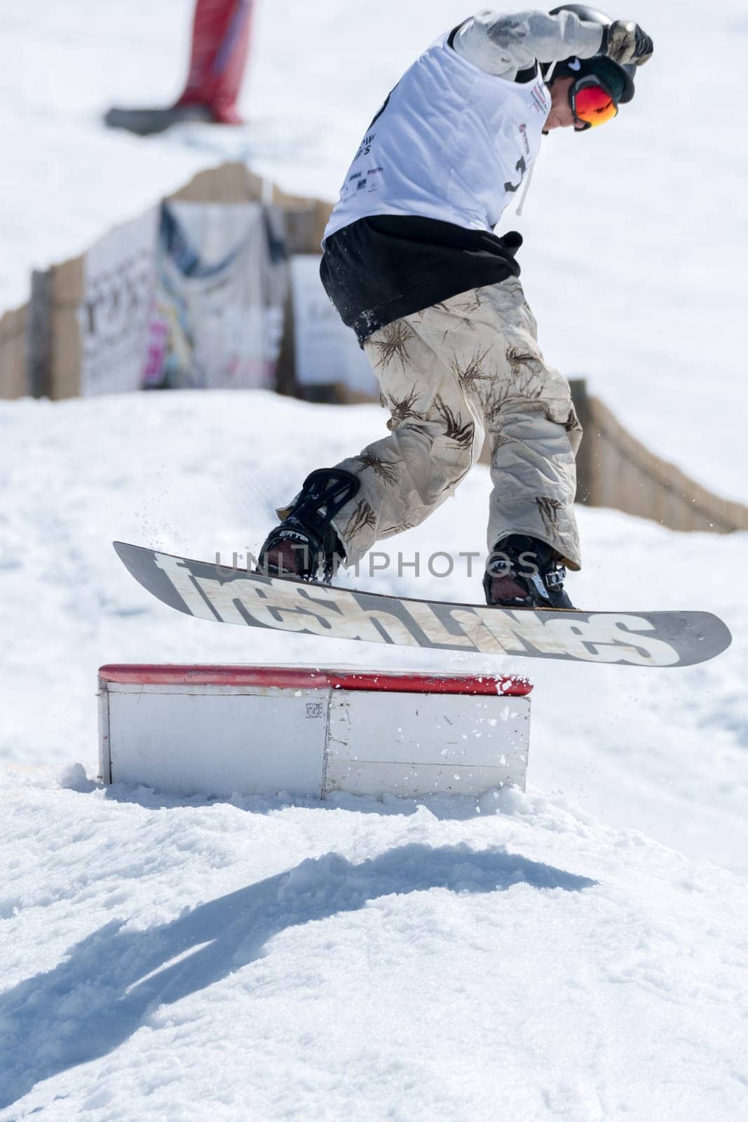 COVILHA, PORTUGAL - APRIL 2, 2017:  Athlete during the National Snowboard  Championships at Serra da Estrela, Covilha, Portugal.