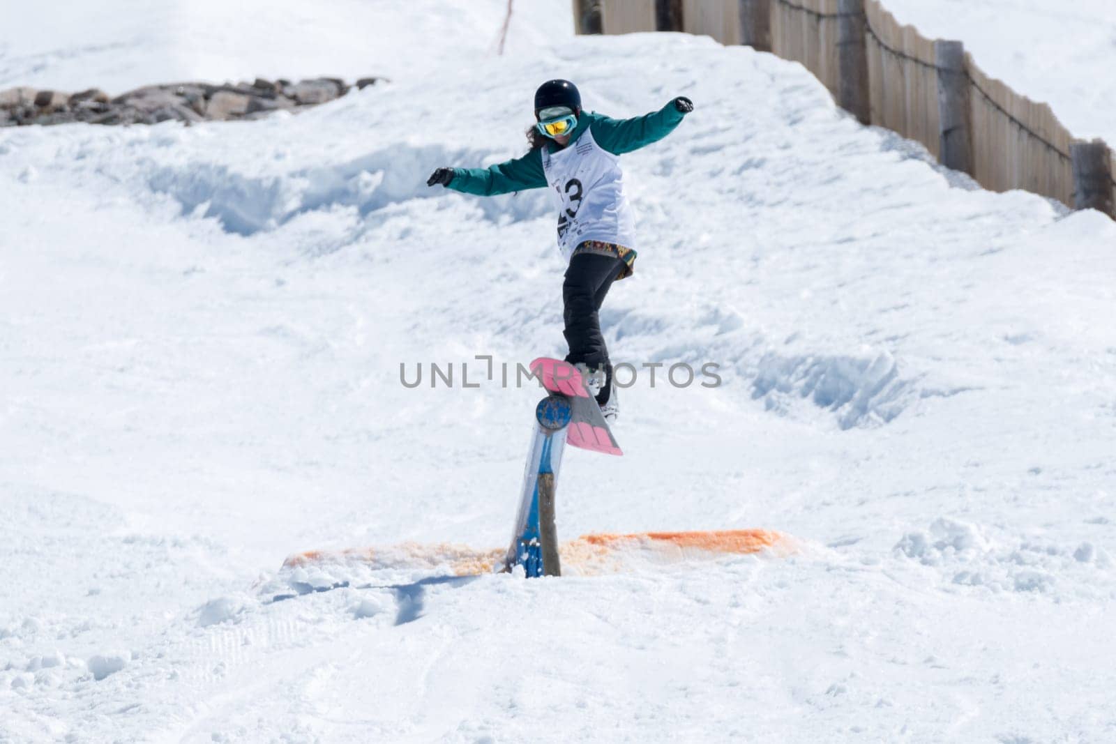 COVILHA, PORTUGAL - APRIL 2, 2017:  Ines Rainho during the National Snowboard  Championships at Serra da Estrela, Covilha, Portugal.