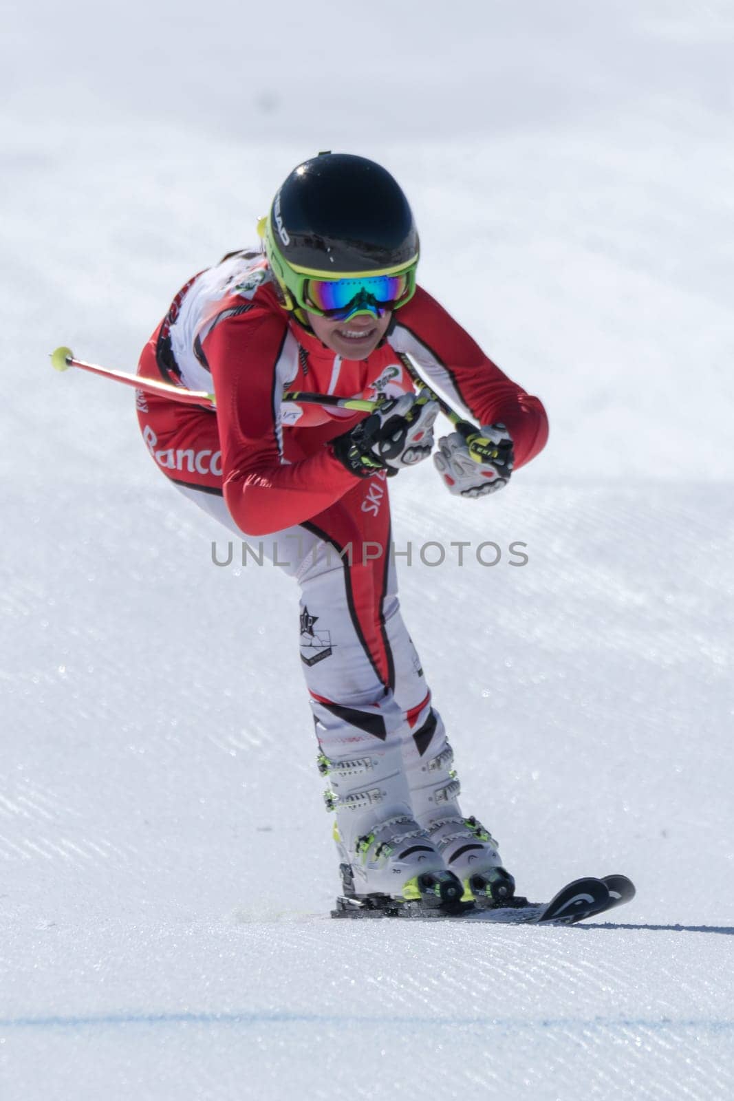 COVILHA, PORTUGAL - APRIL 2, 2017:  Marta Carvalho during the National Ski  Championships at Serra da Estrela, Covilha, Portugal.