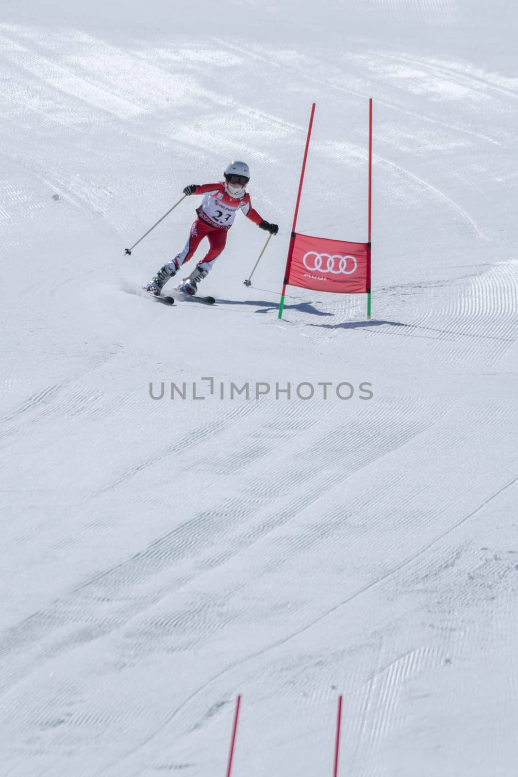 COVILHA, PORTUGAL - APRIL 2, 2017:  Barbara Silva during the National Ski  Championships at Serra da Estrela, Covilha, Portugal.