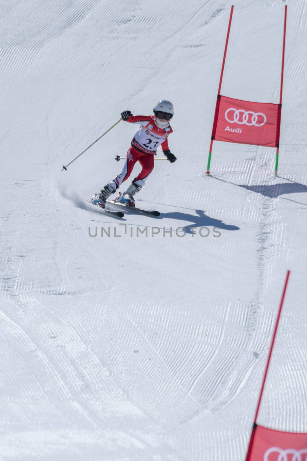 COVILHA, PORTUGAL - APRIL 2, 2017:  Barbara Silva during the National Ski  Championships at Serra da Estrela, Covilha, Portugal.