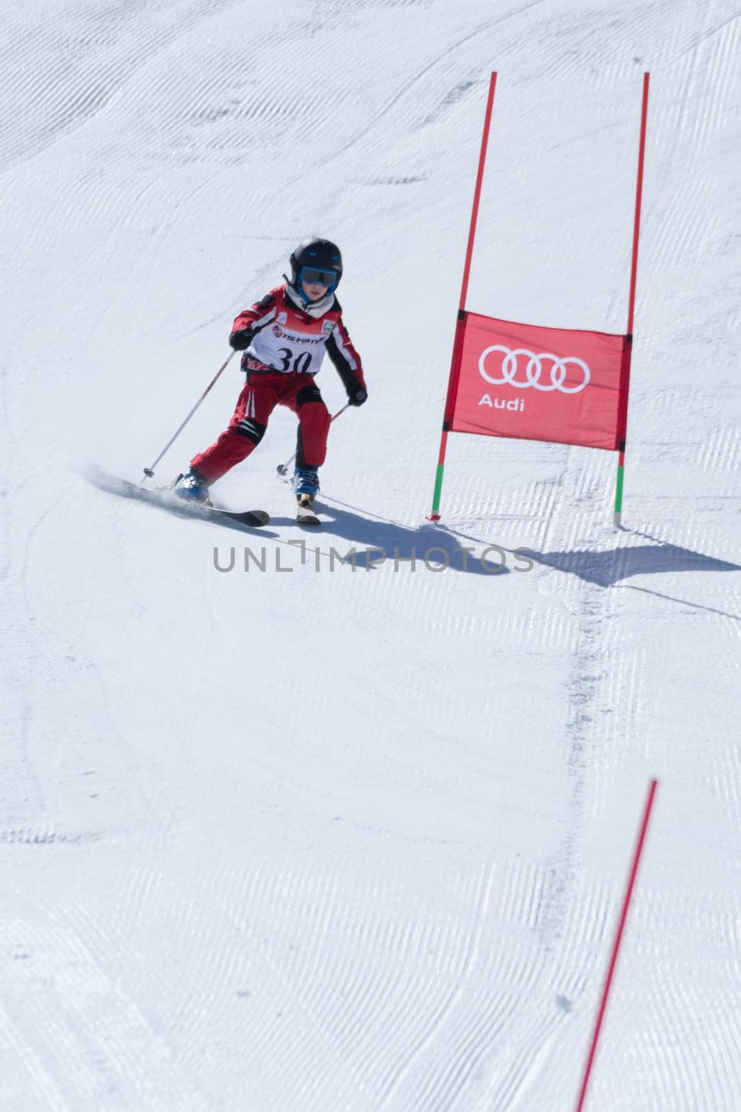 COVILHA, PORTUGAL - APRIL 2, 2017:  Gustavo Silva during the National Ski  Championships at Serra da Estrela, Covilha, Portugal.