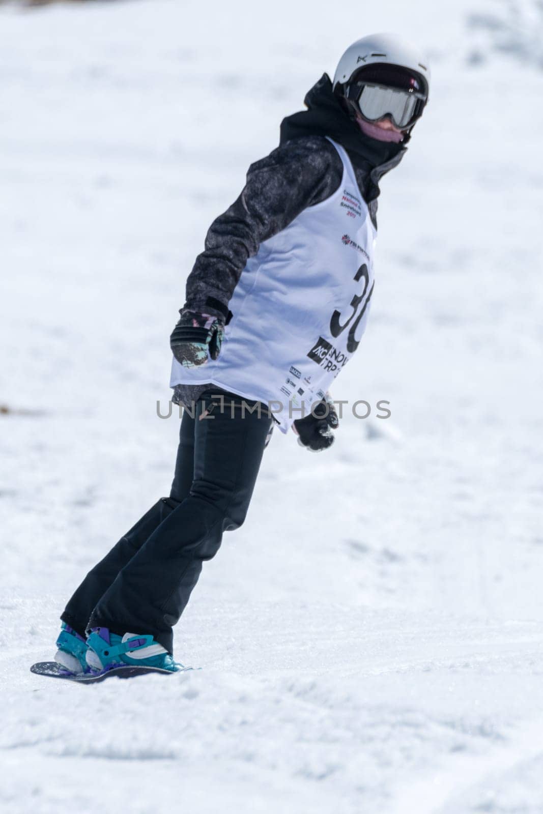 COVILHA, PORTUGAL - APRIL 2, 2017:  Barbara Almeida during the National Snowboard  Championships at Serra da Estrela, Covilha, Portugal.