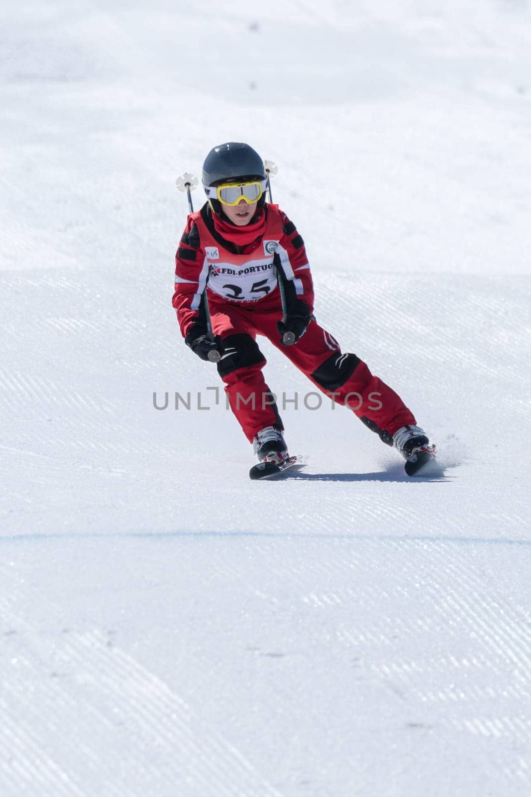 COVILHA, PORTUGAL - APRIL 2, 2017:  Marcelo Vicente during the National Ski  Championships at Serra da Estrela, Covilha, Portugal.