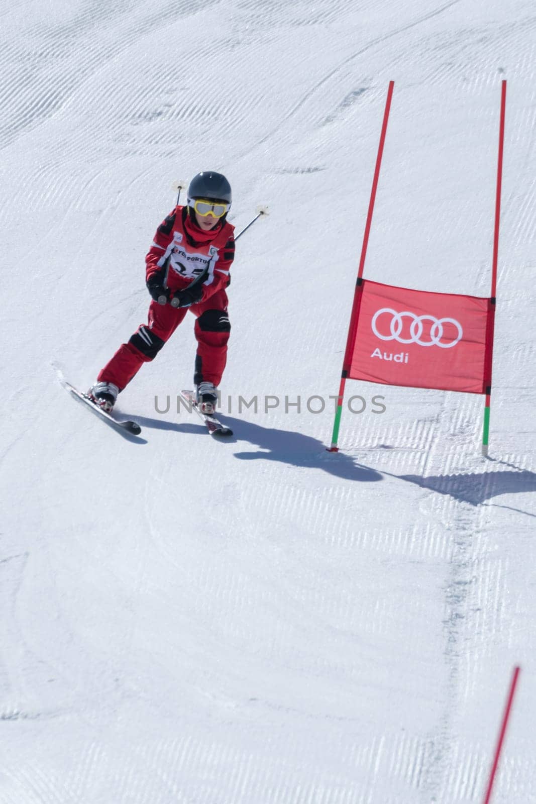 COVILHA, PORTUGAL - APRIL 2, 2017:  Marcelo Vicente during the National Ski  Championships at Serra da Estrela, Covilha, Portugal.