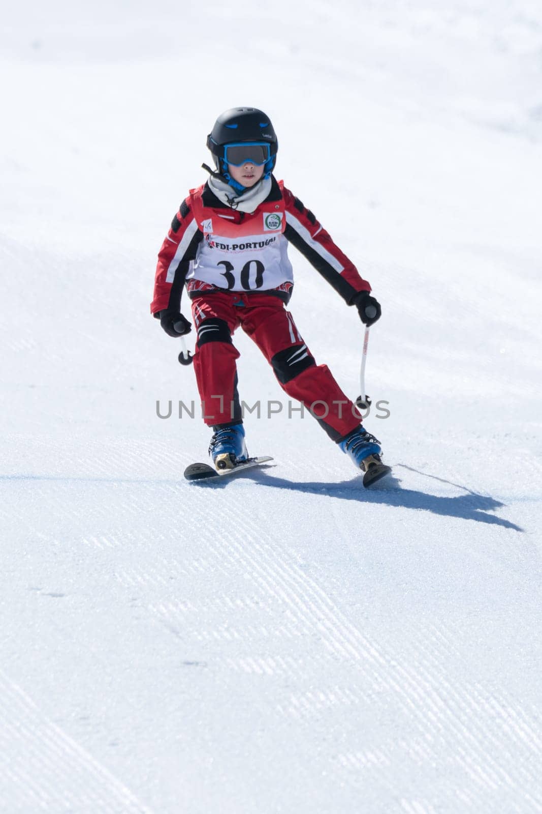 COVILHA, PORTUGAL - APRIL 2, 2017:  Gustavo Silva during the National Ski  Championships at Serra da Estrela, Covilha, Portugal.