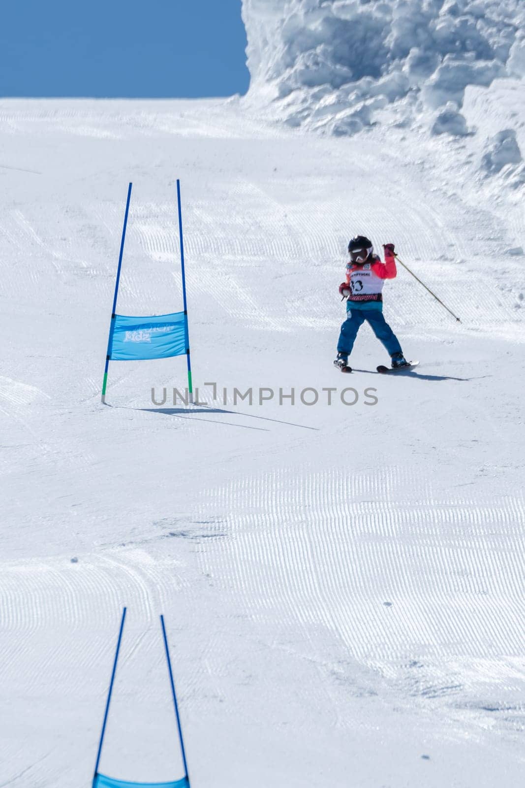 COVILHA, PORTUGAL - APRIL 2, 2017:  Beatriz Curto during the National Ski  Championships at Serra da Estrela, Covilha, Portugal.