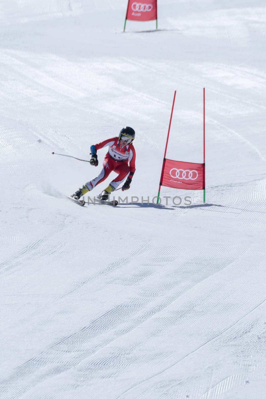 COVILHA, PORTUGAL - APRIL 2, 2017:  Jose Soares during the National Ski  Championships at Serra da Estrela, Covilha, Portugal.