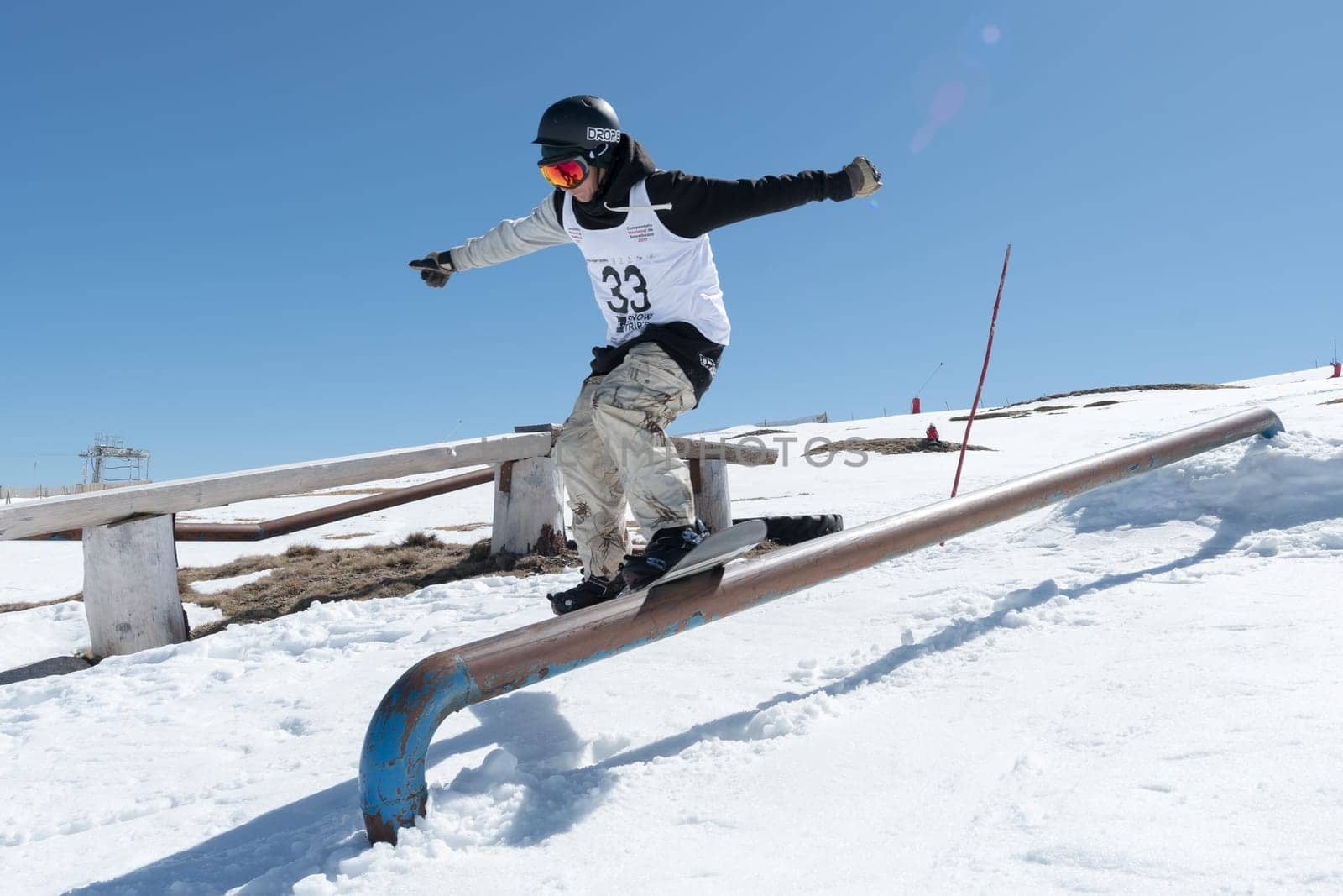COVILHA, PORTUGAL - APRIL 2, 2017:  Robinson Weiske during the National Snowboard  Championships at Serra da Estrela, Covilha, Portugal.