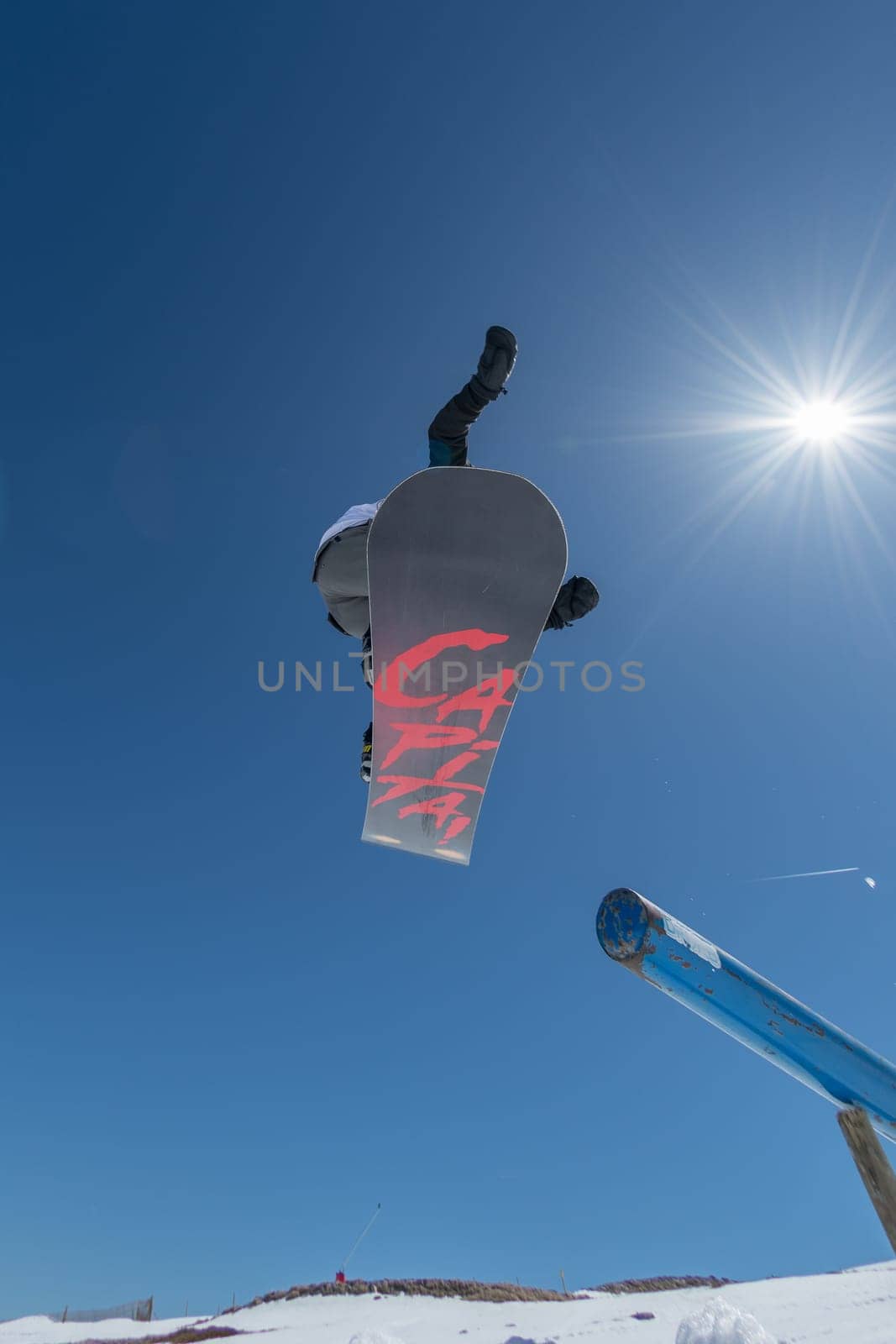 COVILHA, PORTUGAL - APRIL 2, 2017:  Mateus Morais during the National Snowboard  Championships at Serra da Estrela, Covilha, Portugal.