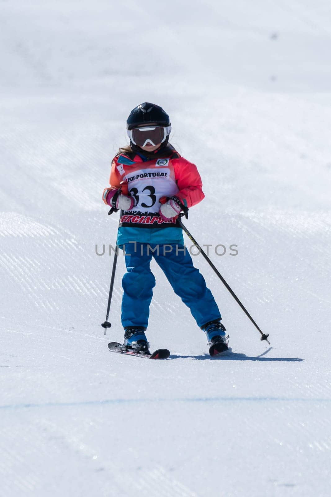 COVILHA, PORTUGAL - APRIL 2, 2017:  Beatriz Curto during the National Ski  Championships at Serra da Estrela, Covilha, Portugal.