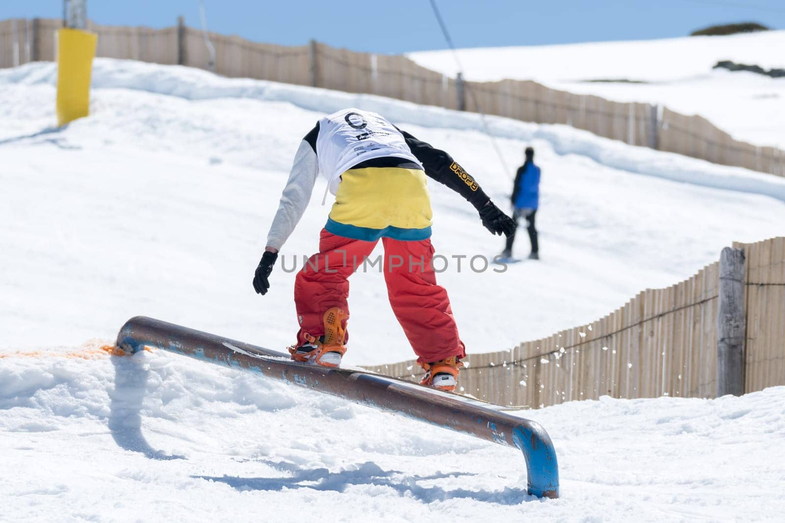COVILHA, PORTUGAL - APRIL 2, 2017:  Michael Cruz during the National Snowboard  Championships at Serra da Estrela, Covilha, Portugal.
