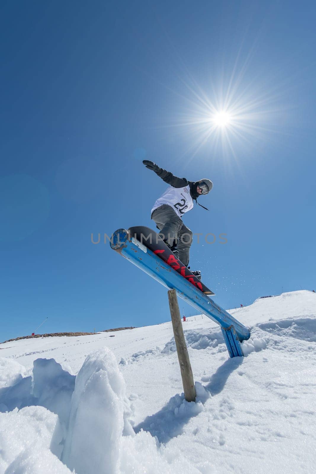 COVILHA, PORTUGAL - APRIL 2, 2017:  Mateus Morais during the National Snowboard  Championships at Serra da Estrela, Covilha, Portugal.