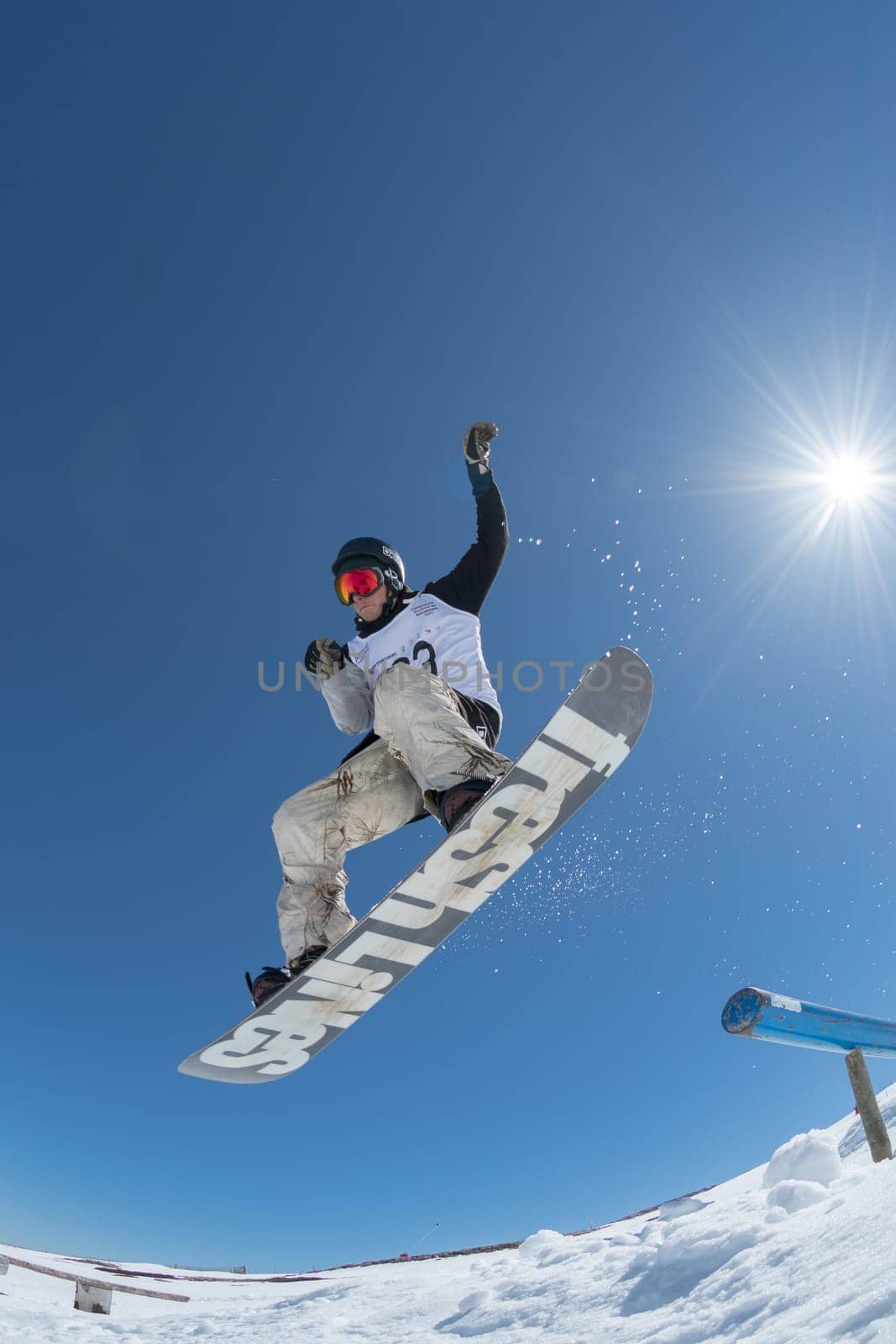 COVILHA, PORTUGAL - APRIL 2, 2017:  Robinson Weiske during the National Snowboard  Championships at Serra da Estrela, Covilha, Portugal.