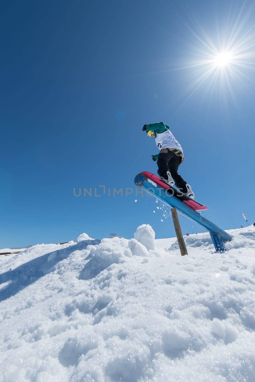 COVILHA, PORTUGAL - APRIL 2, 2017:  Rita Rainho during the National Snowboard  Championships at Serra da Estrela, Covilha, Portugal.