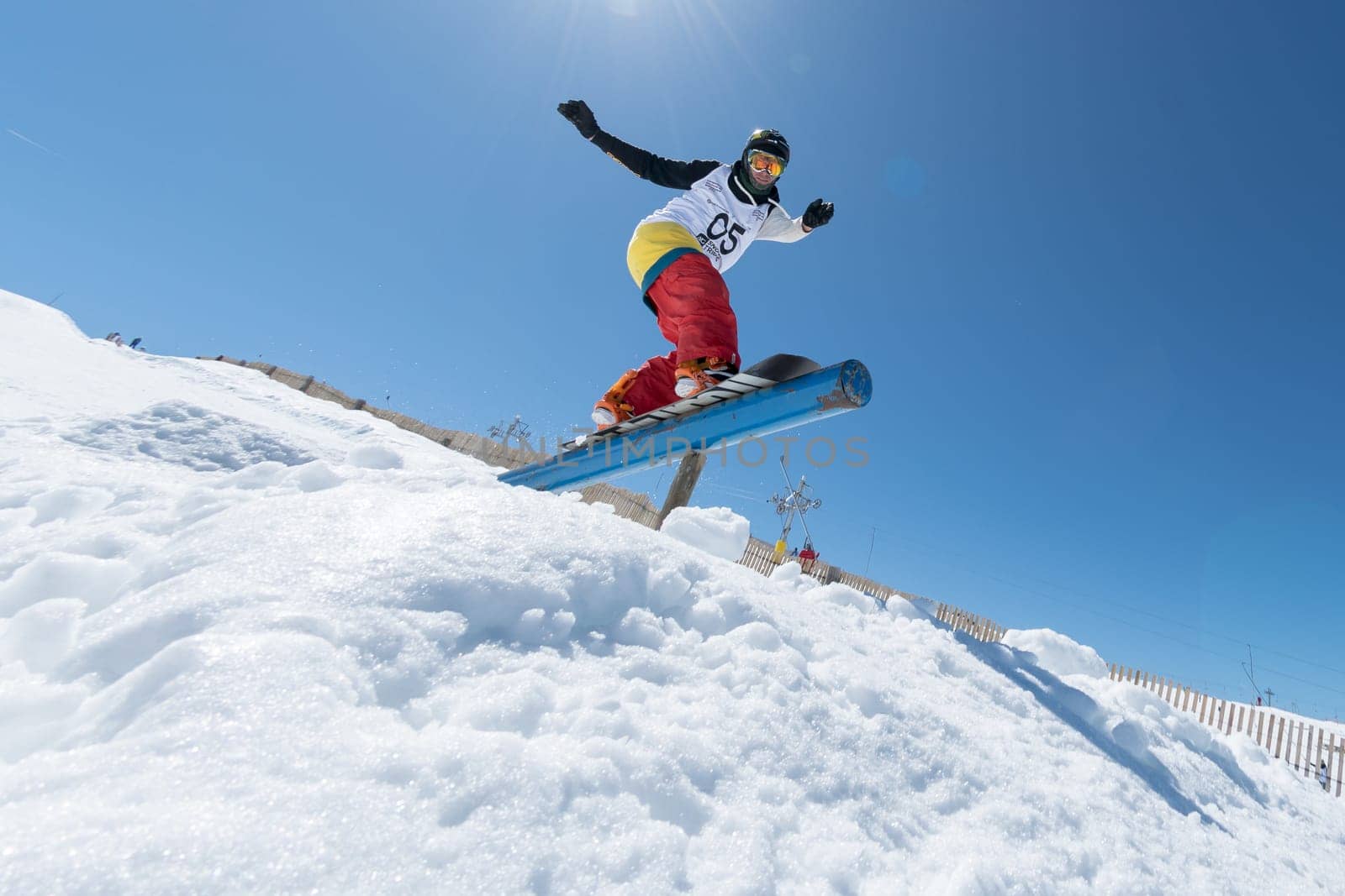 COVILHA, PORTUGAL - APRIL 2, 2017:  Michael Cruz during the National Snowboard  Championships at Serra da Estrela, Covilha, Portugal.