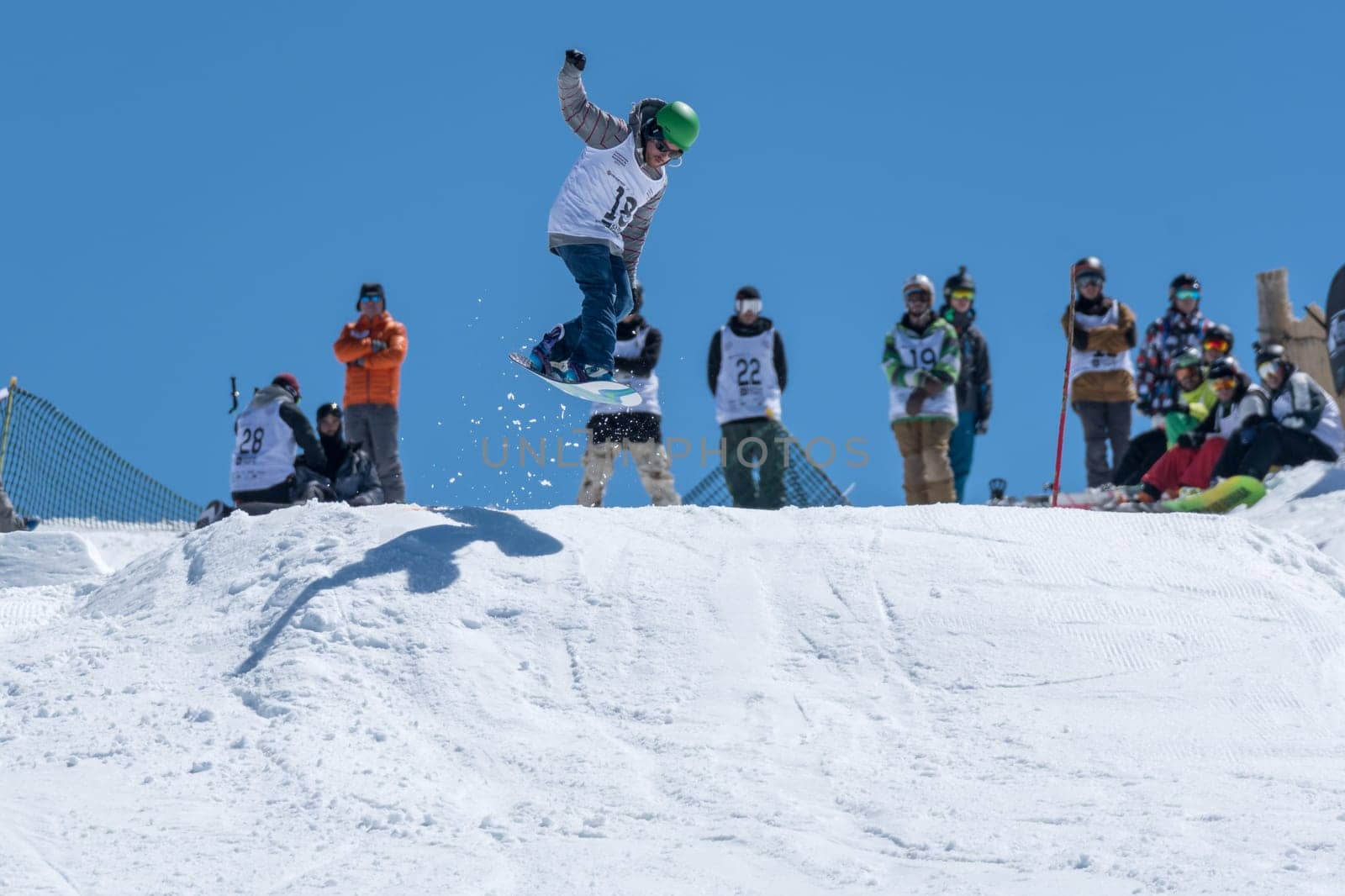 COVILHA, PORTUGAL - APRIL 2, 2017:  Diogo Pombeiro during the National Snowboard  Championships at Serra da Estrela, Covilha, Portugal.