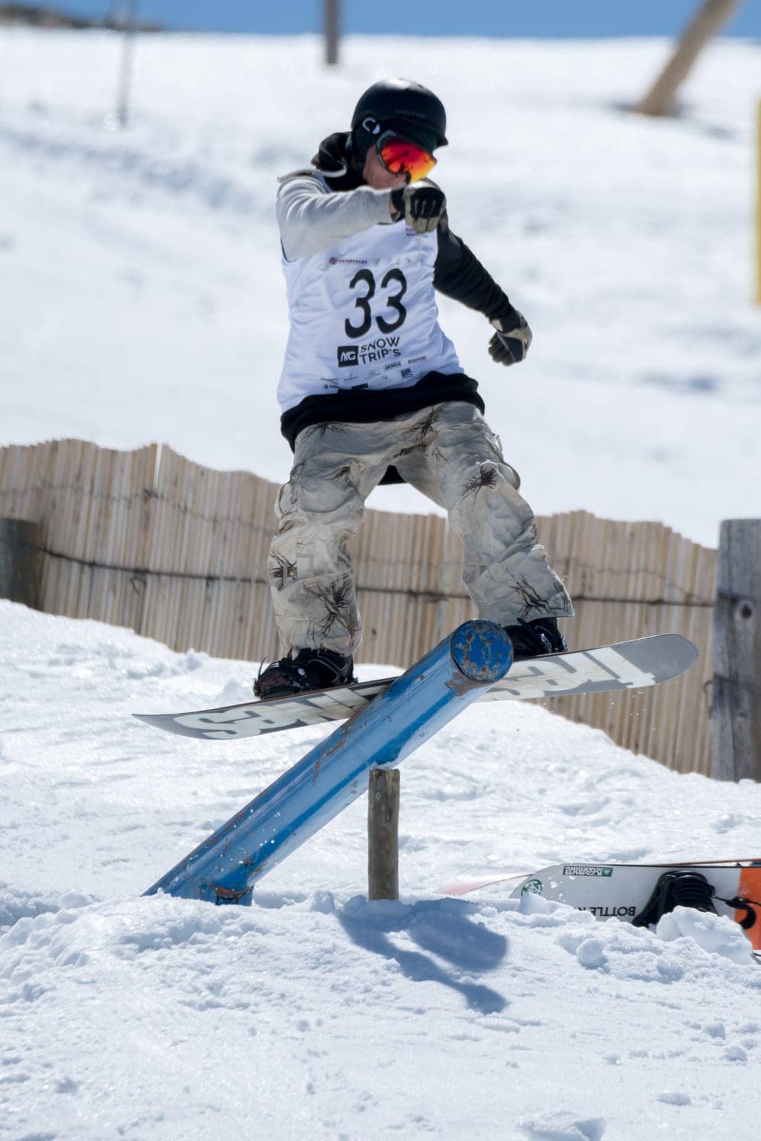 COVILHA, PORTUGAL - APRIL 2, 2017:  Robinson Weiske during the National Snowboard  Championships at Serra da Estrela, Covilha, Portugal.