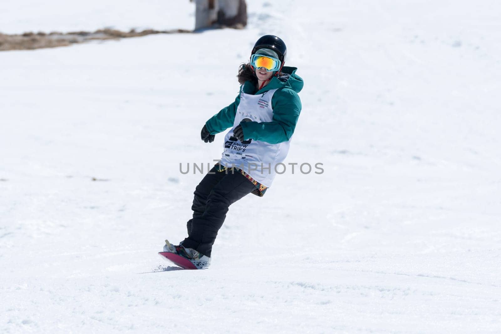 COVILHA, PORTUGAL - APRIL 2, 2017:  Ines Rainho during the National Snowboard  Championships at Serra da Estrela, Covilha, Portugal.