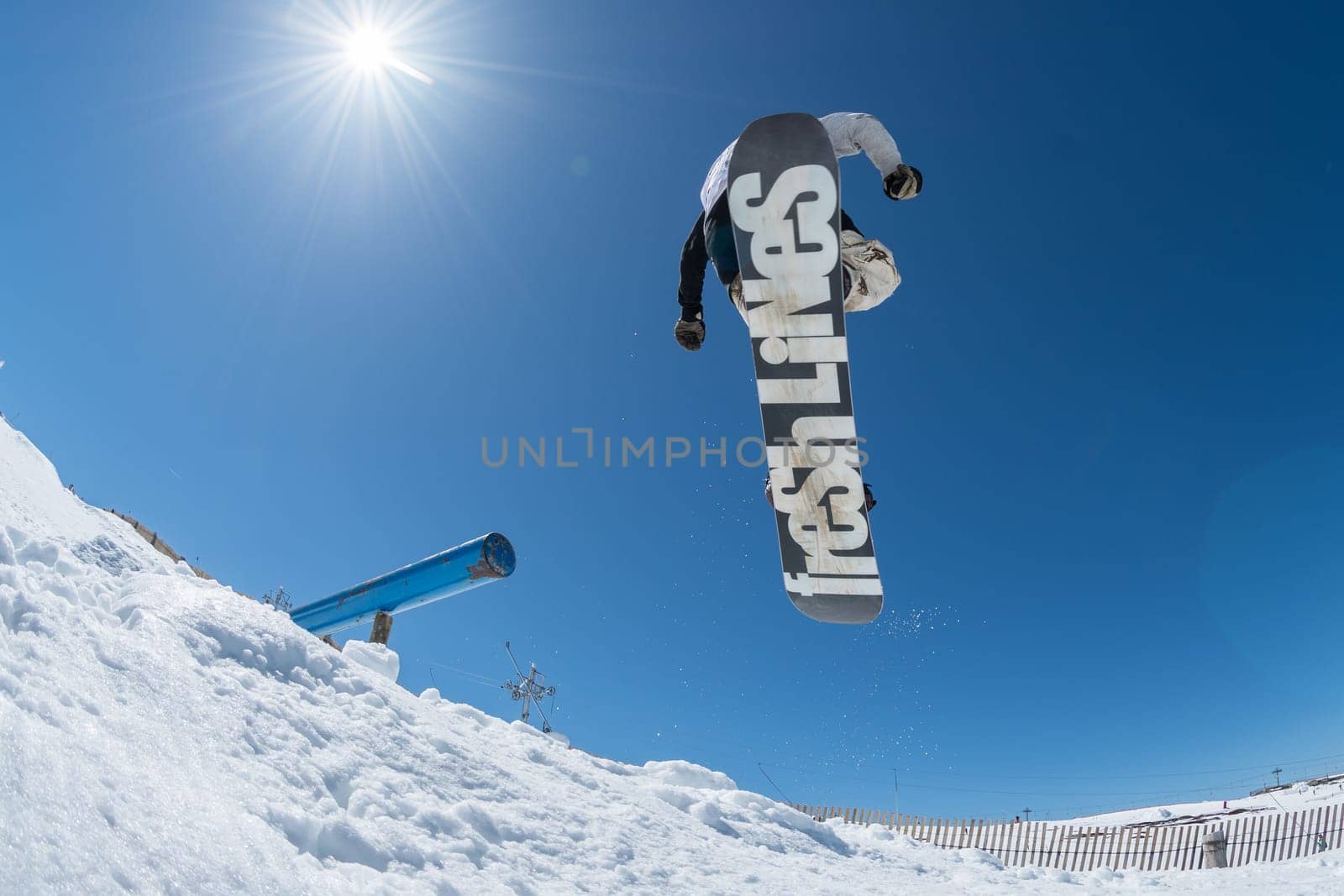 COVILHA, PORTUGAL - APRIL 2, 2017:  Robinson Weiske during the National Snowboard  Championships at Serra da Estrela, Covilha, Portugal.