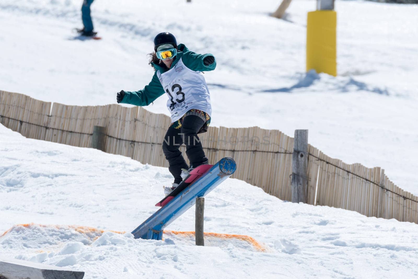 COVILHA, PORTUGAL - APRIL 2, 2017:  Ines Rainho during the National Snowboard  Championships at Serra da Estrela, Covilha, Portugal.