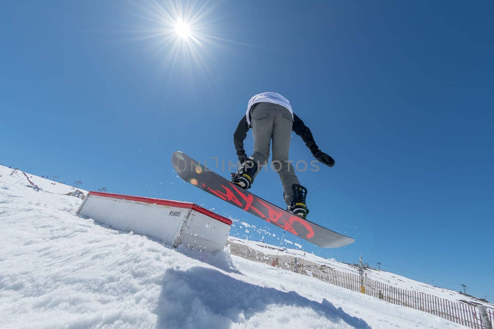 COVILHA, PORTUGAL - APRIL 2, 2017:  Mateus Morais during the National Snowboard  Championships at Serra da Estrela, Covilha, Portugal.