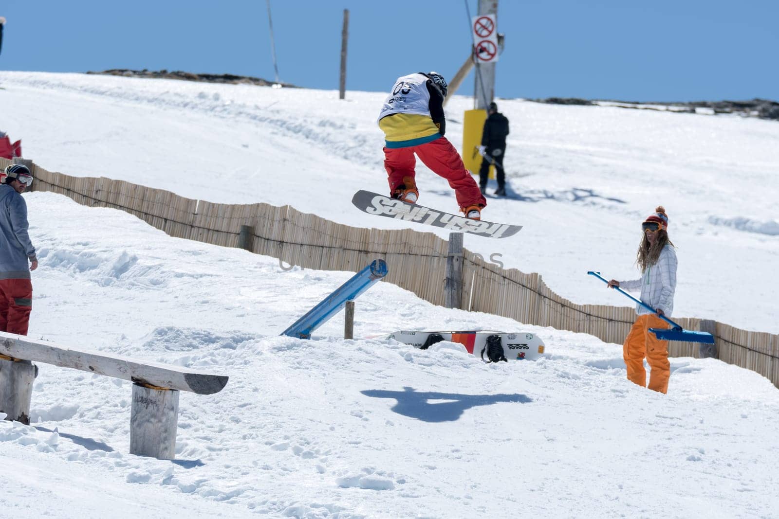 COVILHA, PORTUGAL - APRIL 2, 2017:  Michael Cruz during the National Snowboard  Championships at Serra da Estrela, Covilha, Portugal.