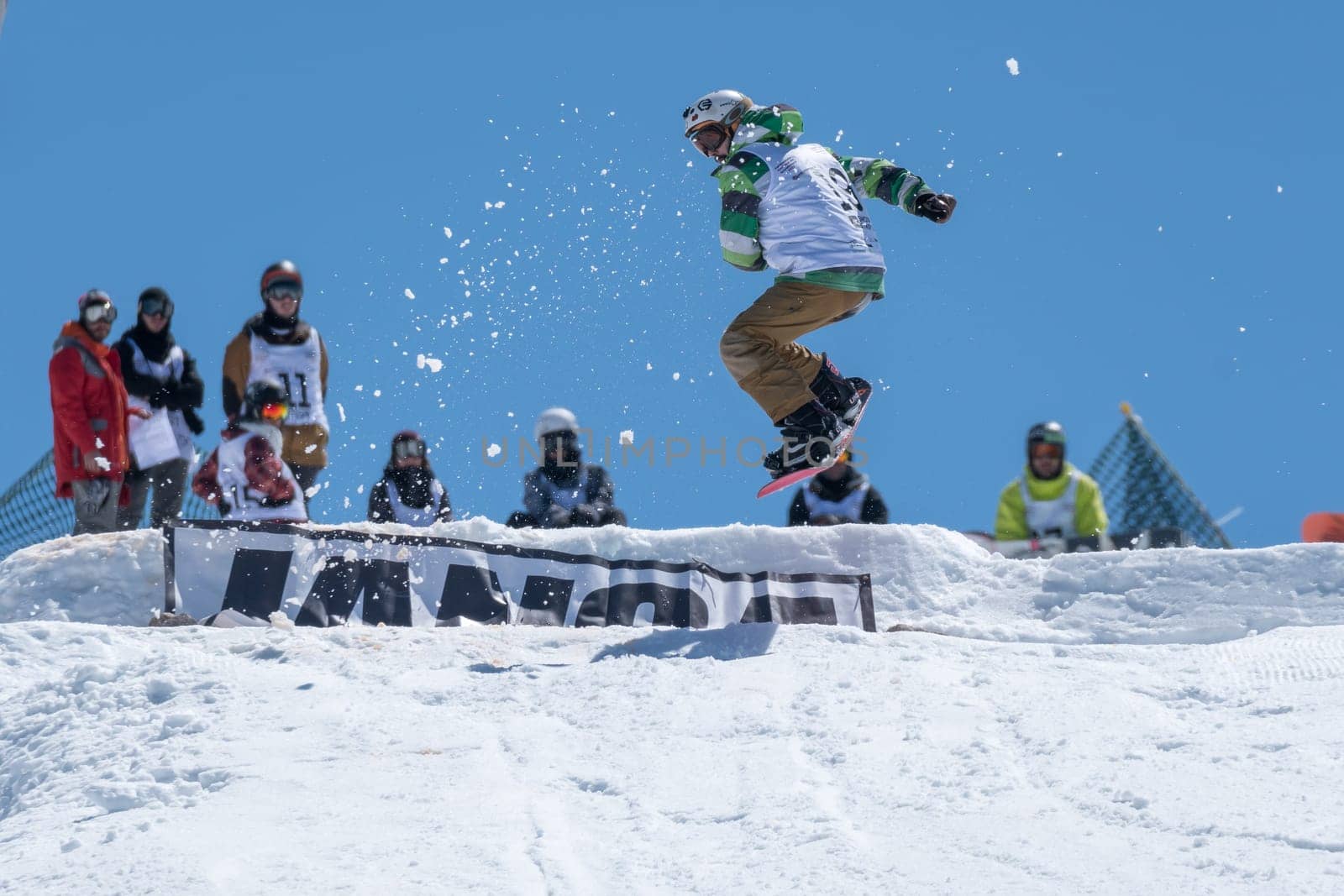 COVILHA, PORTUGAL - APRIL 2, 2017:  Guilherme Lopes during the National Snowboard  Championships at Serra da Estrela, Covilha, Portugal.