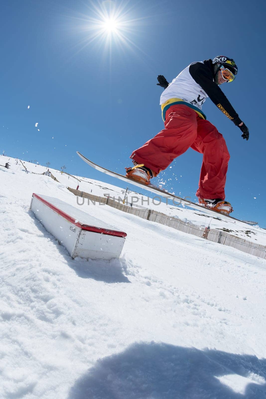 COVILHA, PORTUGAL - APRIL 2, 2017:  Michael Cruz during the National Snowboard  Championships at Serra da Estrela, Covilha, Portugal.