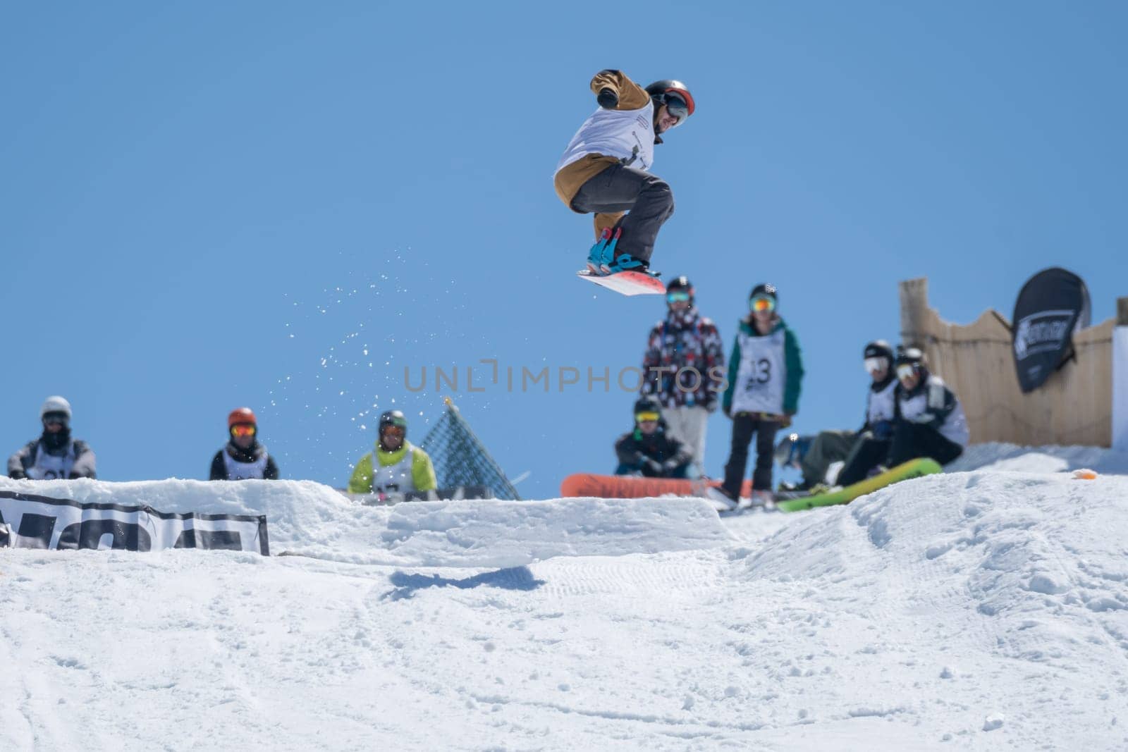COVILHA, PORTUGAL - APRIL 2, 2017:  Ricardo Lopes during the National Snowboard  Championships at Serra da Estrela, Covilha, Portugal.