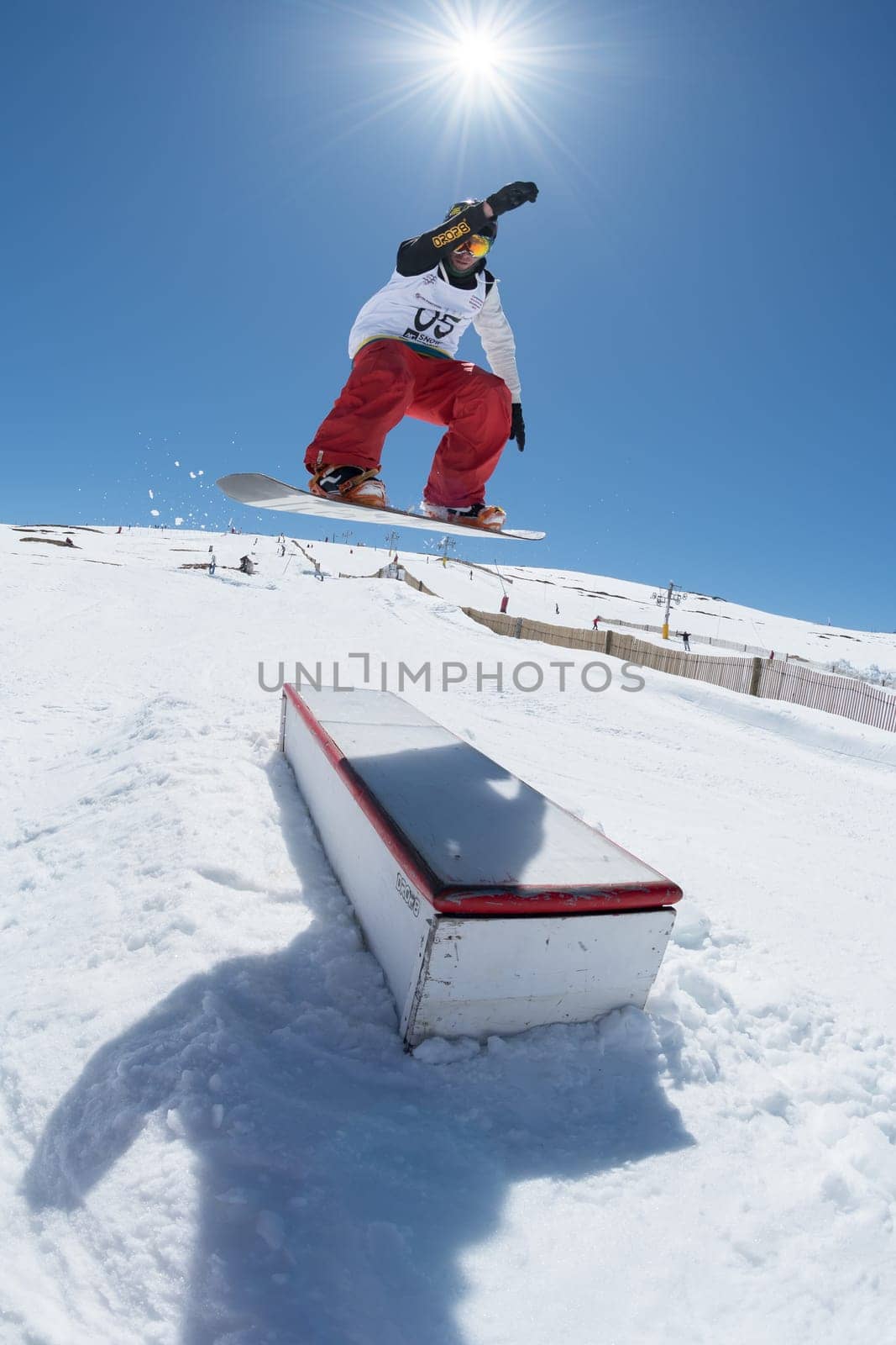 COVILHA, PORTUGAL - APRIL 2, 2017:  Michael Cruz during the National Snowboard  Championships at Serra da Estrela, Covilha, Portugal.