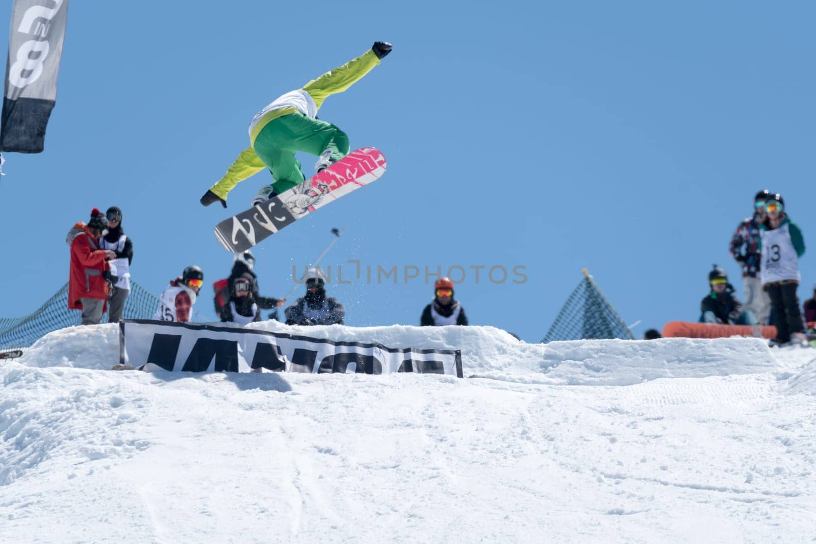COVILHA, PORTUGAL - APRIL 2, 2017:  Henrique Nunes during the National Snowboard  Championships at Serra da Estrela, Covilha, Portugal.