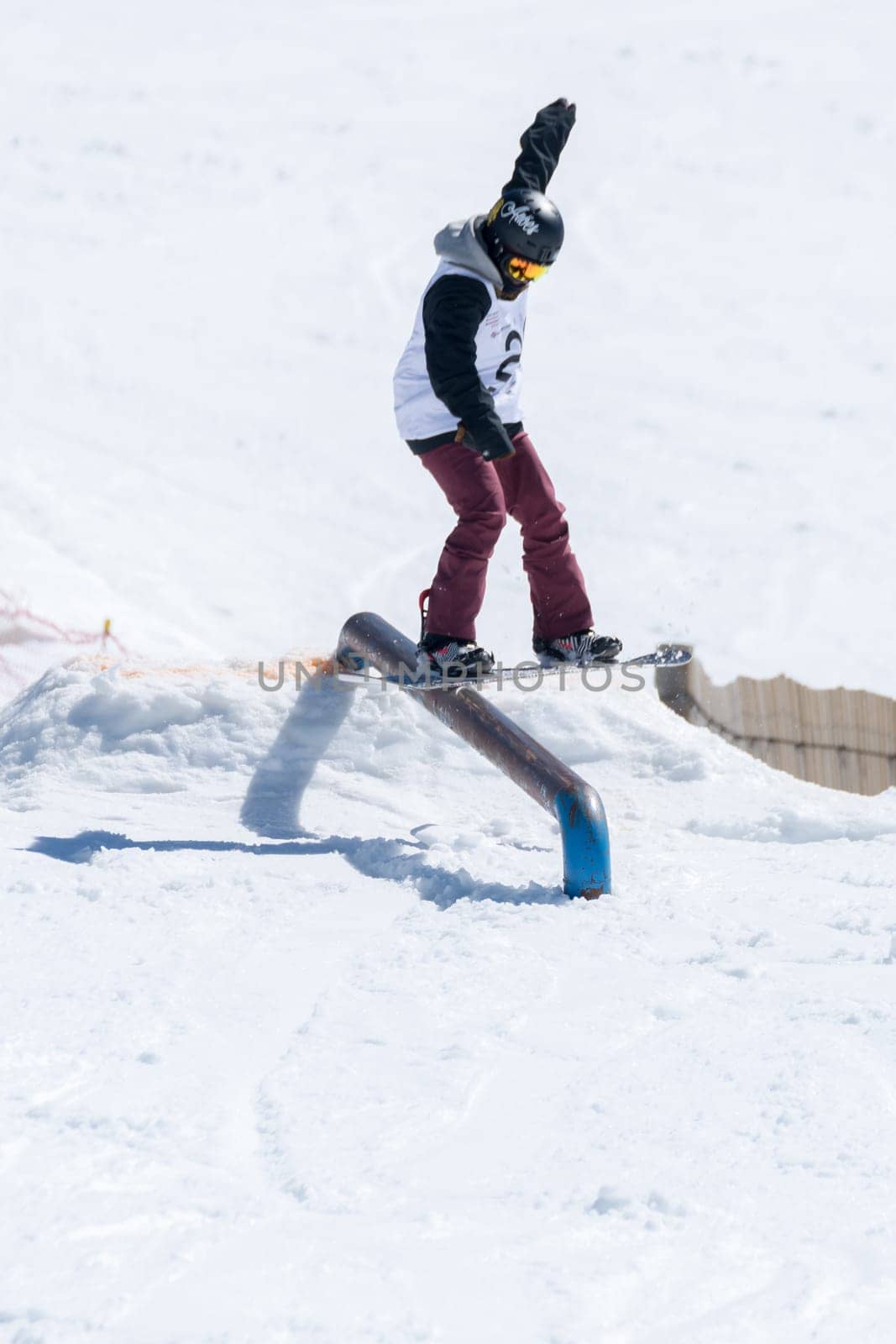 COVILHA, PORTUGAL - APRIL 2, 2017:  Miguel Brito during the National Snowboard  Championships at Serra da Estrela, Covilha, Portugal.