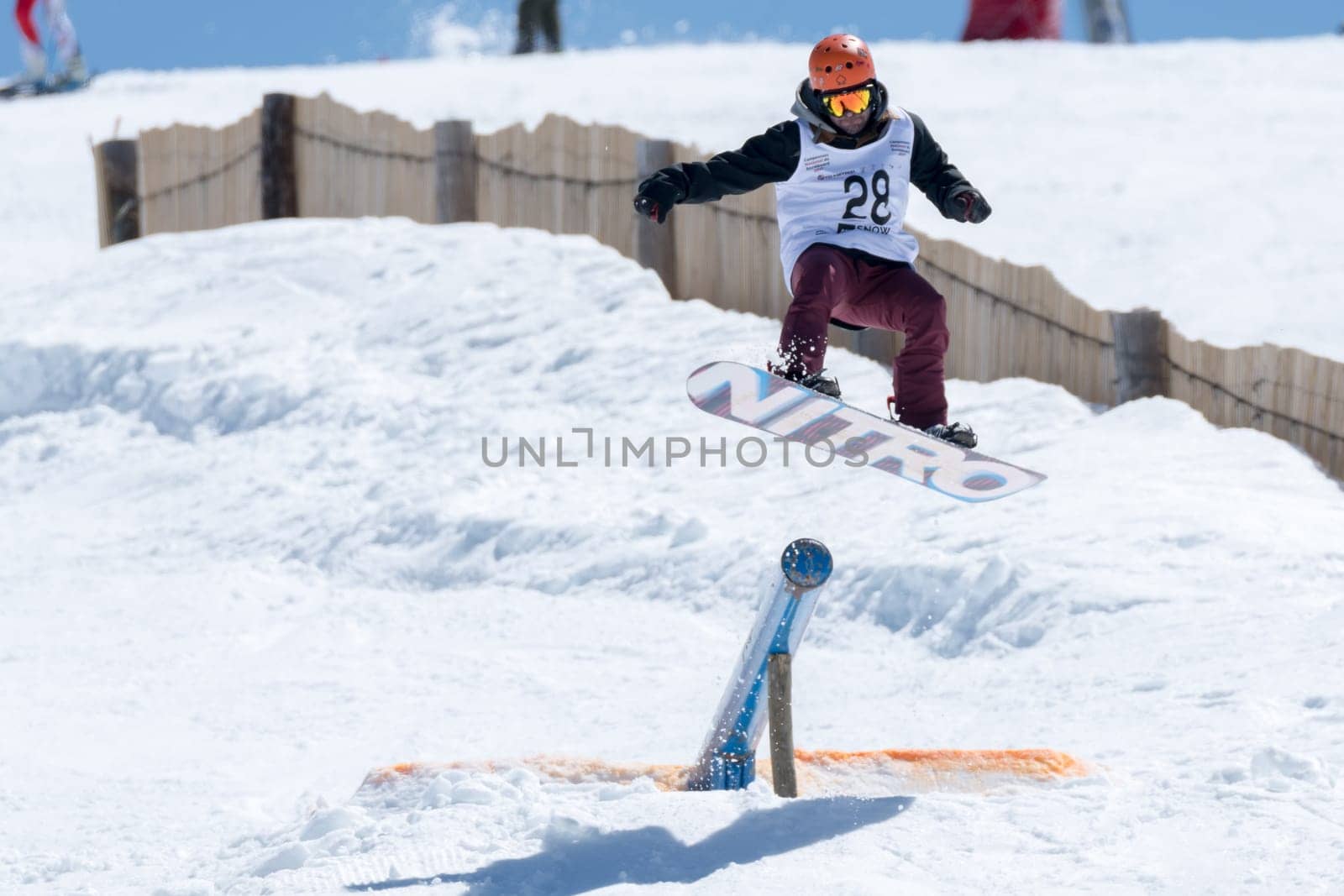 COVILHA, PORTUGAL - APRIL 2, 2017:  Miguel Brito during the National Snowboard  Championships at Serra da Estrela, Covilha, Portugal.