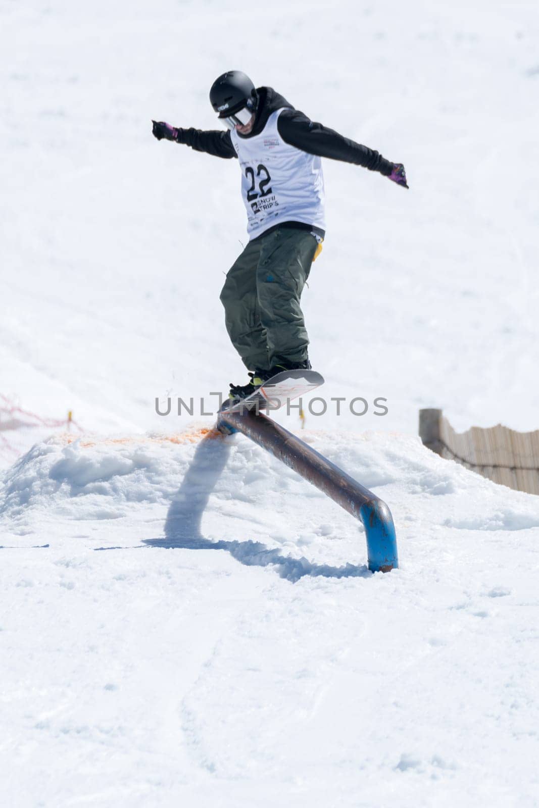 COVILHA, PORTUGAL - APRIL 2, 2017:  Jorge Margarido during the National Snowboard  Championships at Serra da Estrela, Covilha, Portugal.