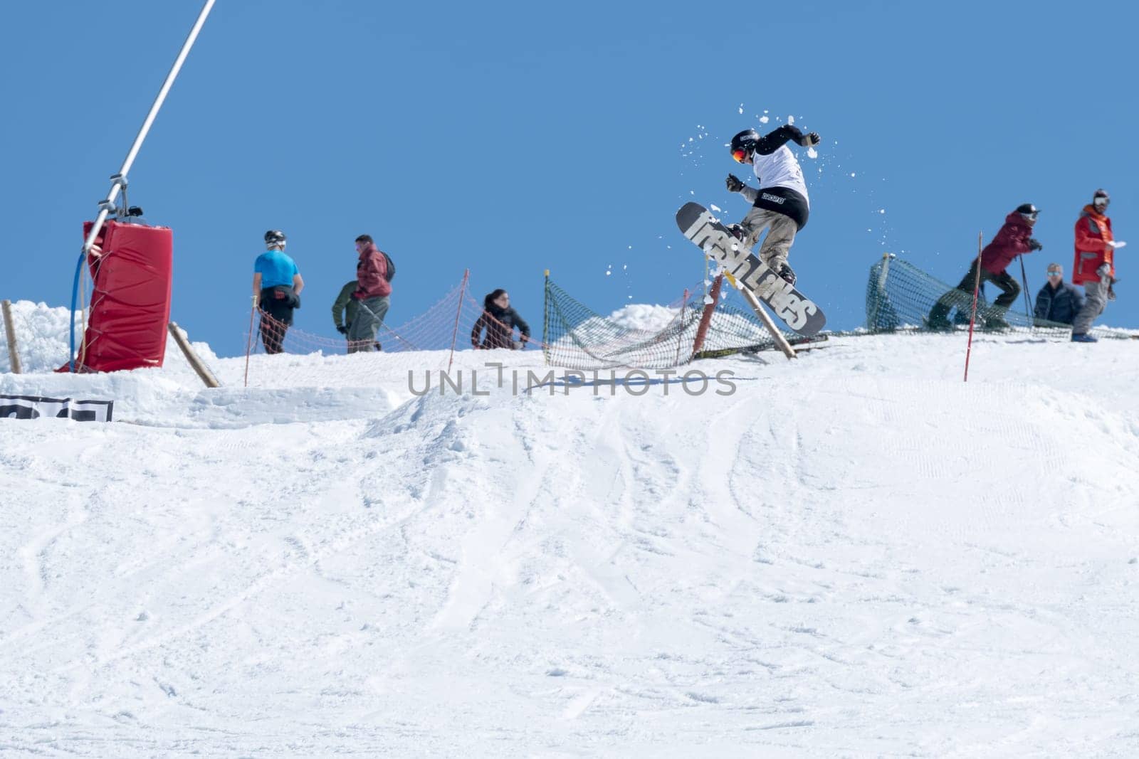 COVILHA, PORTUGAL - APRIL 2, 2017:  Robinson Weiske during the National Snowboard  Championships at Serra da Estrela, Covilha, Portugal.