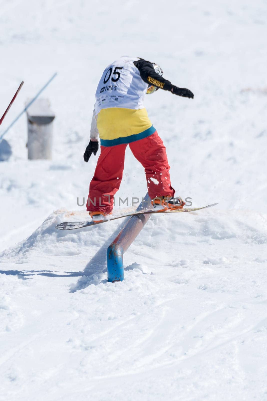 COVILHA, PORTUGAL - APRIL 2, 2017:  Michael Cruz during the National Snowboard  Championships at Serra da Estrela, Covilha, Portugal.