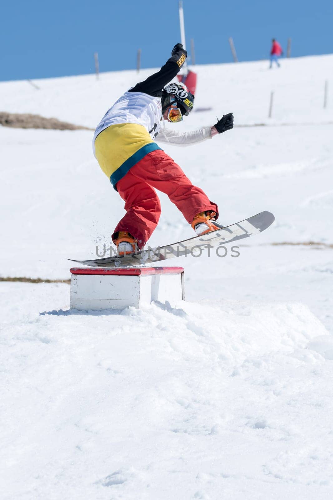 COVILHA, PORTUGAL - APRIL 2, 2017:  Michael Cruz during the National Snowboard  Championships at Serra da Estrela, Covilha, Portugal.