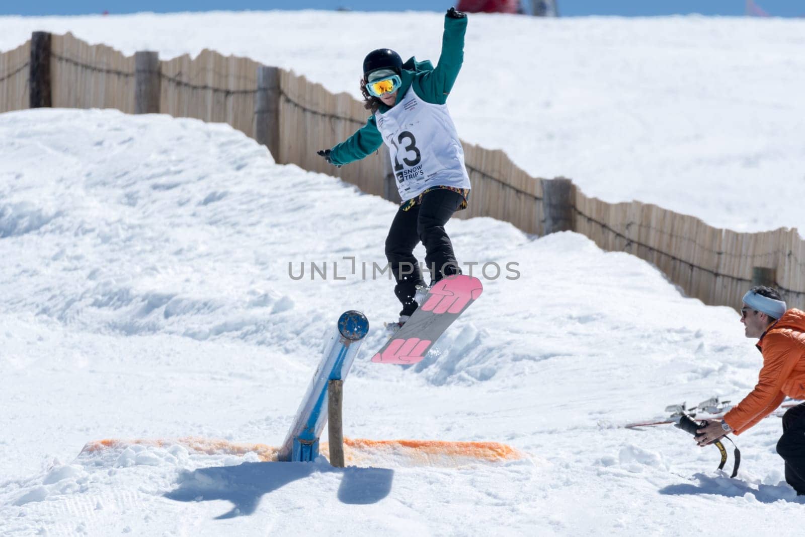 COVILHA, PORTUGAL - APRIL 2, 2017:  Ines Rainho during the National Snowboard  Championships at Serra da Estrela, Covilha, Portugal.