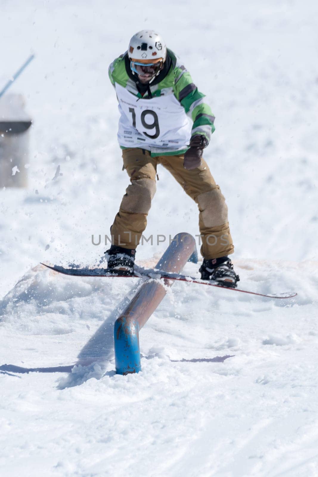 COVILHA, PORTUGAL - APRIL 2, 2017:  Guilherme Lopes during the National Snowboard  Championships at Serra da Estrela, Covilha, Portugal.