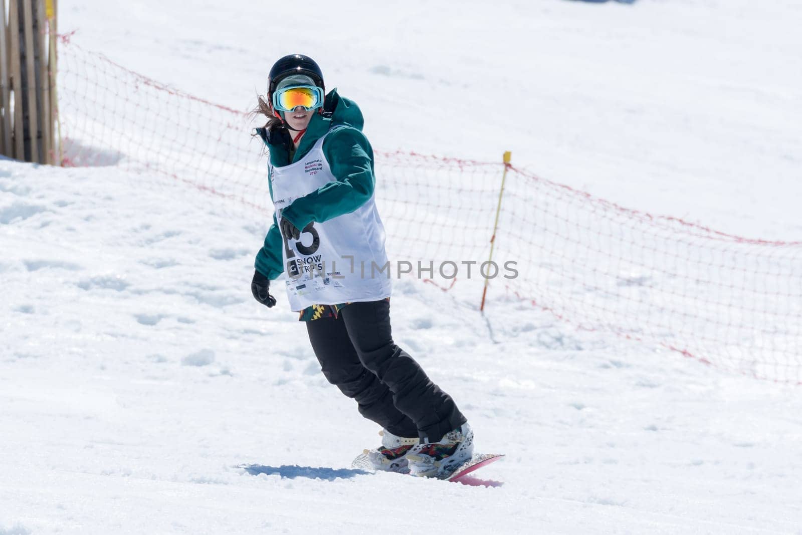 COVILHA, PORTUGAL - APRIL 2, 2017:  Ines Rainho during the National Snowboard  Championships at Serra da Estrela, Covilha, Portugal.