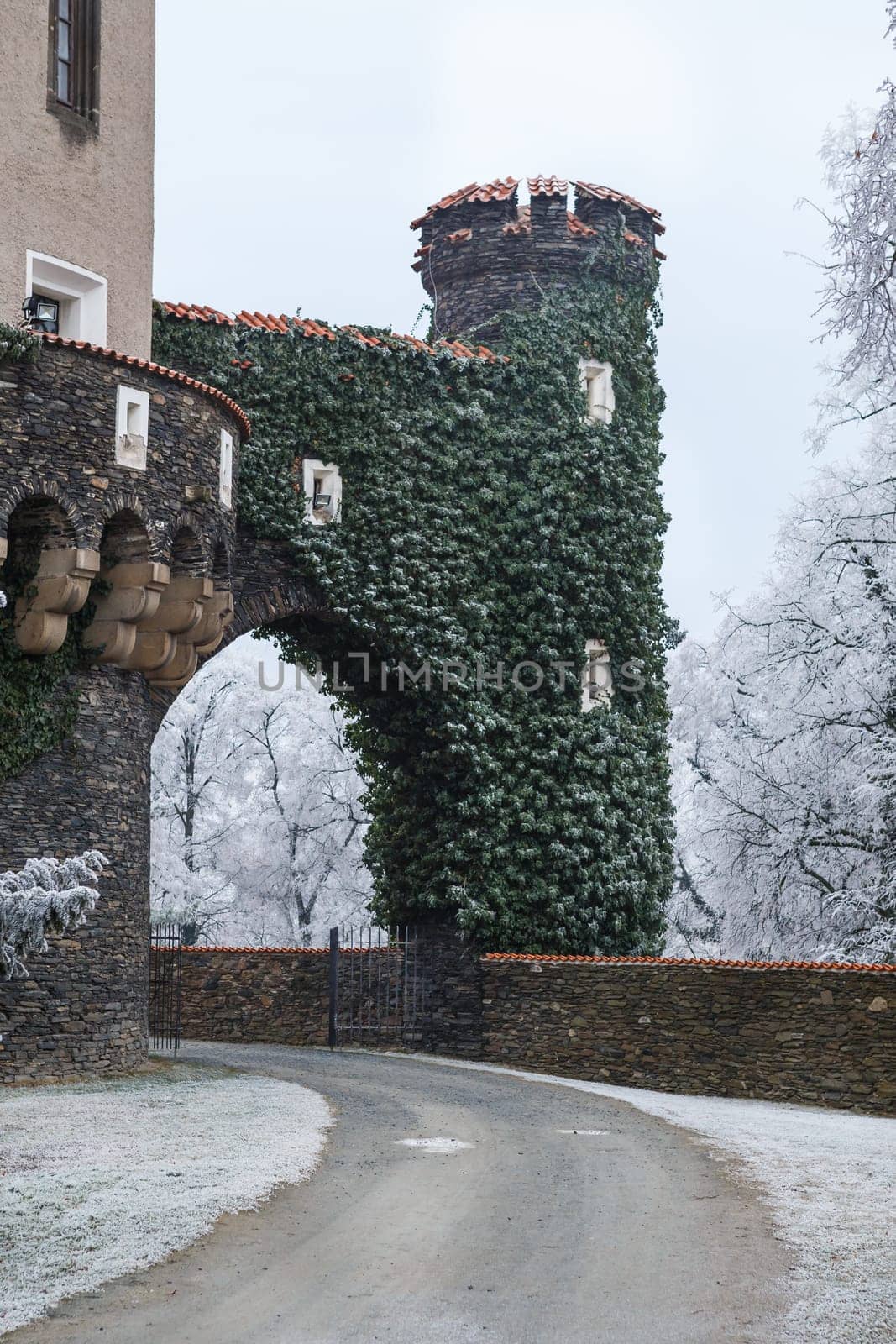 Chateau Zleby in winter, Czech Republic.