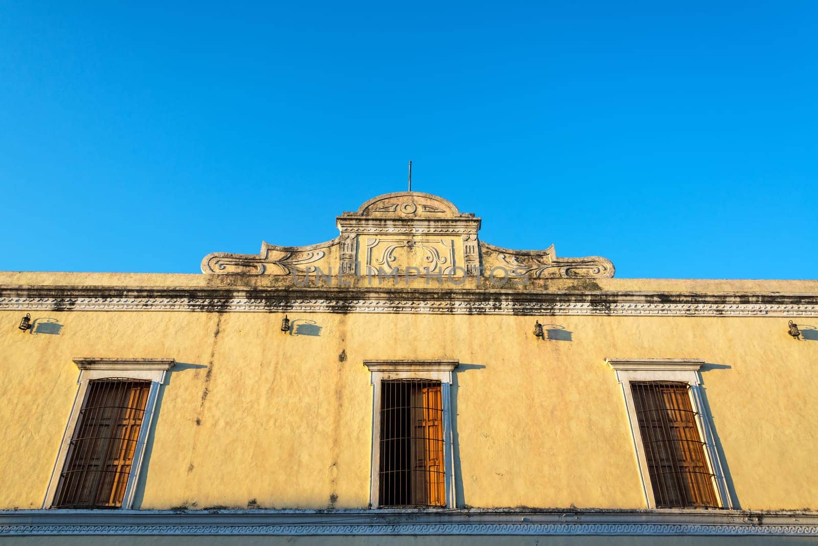 Yellow colonial building in the center of Valladolid, Mexico