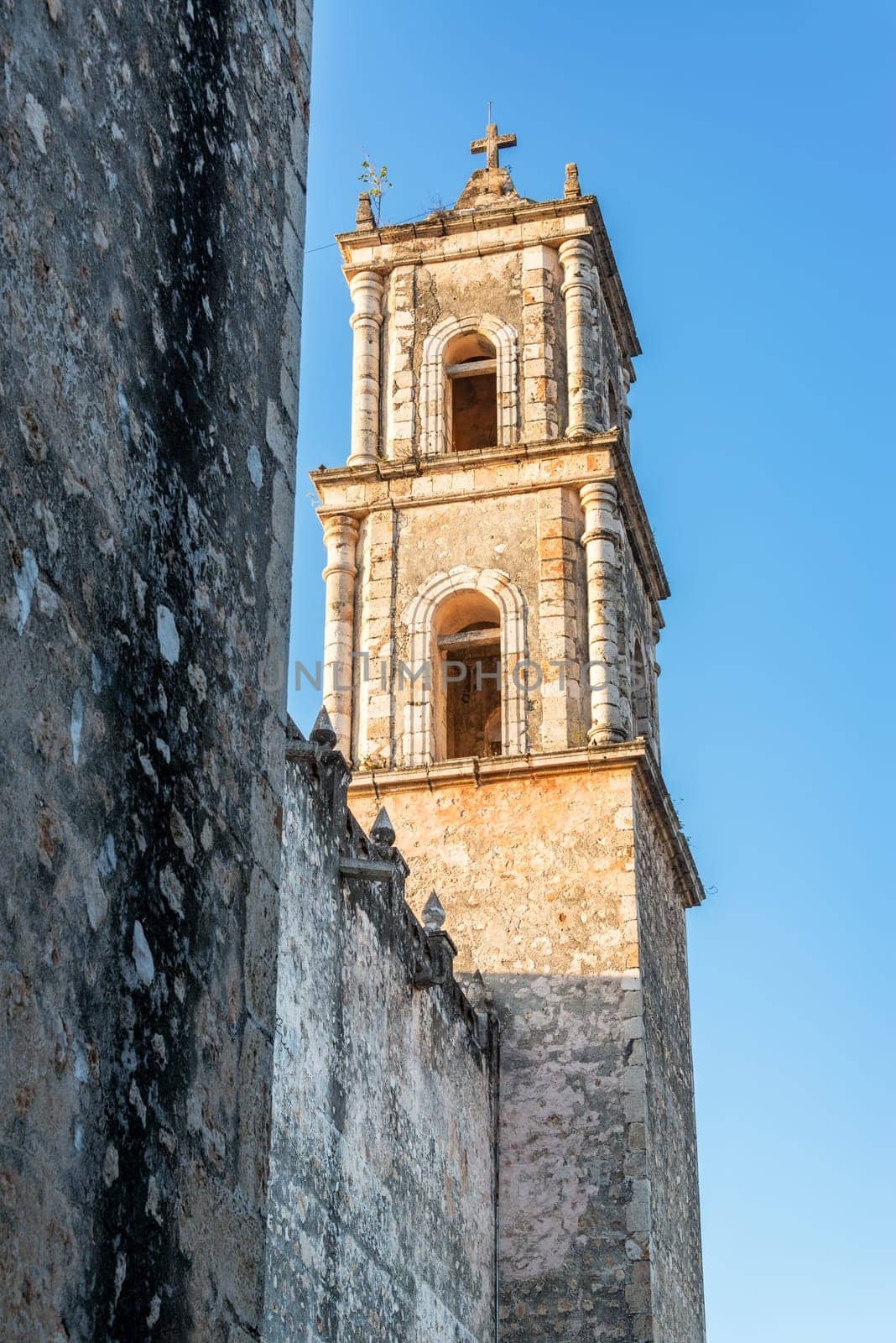 Tower of the cathedral of San Gervasio in Valladolid, Mexico